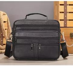 Bolsa de ombro de couro genuíno para homens Bolsa preta de couro, saco do mensageiro do escritório do negócio, saco crossbody masculino na internet