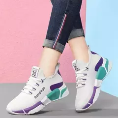 Sapatos esportivos respiráveis vulcanizados para mulheres, tênis casual de malha de jogging, sapatilhas femininas ao ar livre, 36-40 tênis - comprar online