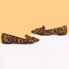 Imagem do Sapatos baixos com estampa leopardo para mulheres, nó borboleta, dedo apontado, salto baixo, mocassins casuais, calçado de caminhada