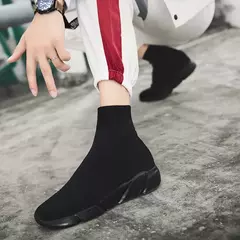 Sapatos pretos de meias altas para homens e mulheres, Sapatos esportivos de casais respiráveis, tênis de plataforma confortável, tênis casual para homens, venda quente na internet