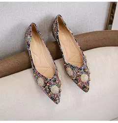 Mocassins lisos de strass de dedo apontado, sapatilhas femininas clássicas, sapatilhas femininas, sapatos de barco macio, rebites, novo, outono, 2022 - comprar online