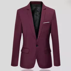 Imagem do Jaqueta monocromática masculina, bolsos com aba, blazer, clássico, casual, casaco de negócios, botão único, lapela