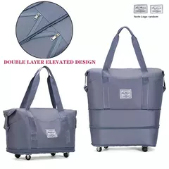 Imagem do Mala de viagem dobrável para mulheres, separação seca e úmida, bolsa de bagagem leve, bolsa de ombro manual, bolsa de ioga e fitness com rodas