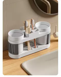 Imagem do Conjunto Copo Escova de Dentes e Enxaguante Bocal, Prateleira de Creme Dental, Simples e Avançado, Tudo-em-Um, Lavagem do Banheiro, Porta-copos, Novo