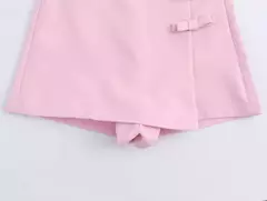 Imagem do TRAF-minissaia e minissaia de cintura alta feminina, streetwear de verão, shorts assimétricos, rosa e branco, moda