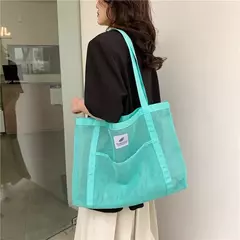 Bolsa de Ombro de Malha Transparente para Mulheres, Bolsa Elegante, Portátil, Compras, Viagens, Praia, Net, Tote - comprar online