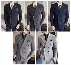 Vestido de smoking de casamento de três peças para homens, terno de negócios, social, cor sólida, trespassado, noivo, moda, jaqueta, calça, colete, novo - comprar online