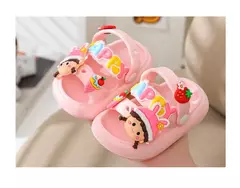 Sandálias infantis de desenhos animados antiderrapantes, sandálias de coelho bonito para bebês, sola macia para meninos, sapatos de praia infantil, verão na internet