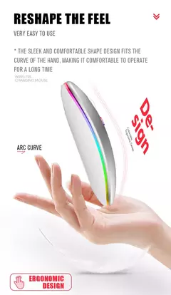 Mouse sem fio Bluetooth para Tablet e telefone, Ratos de retroiluminação RGB recarregáveis para iPad, PC, Laptop, 2.4GHz USB na internet