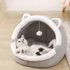 Casa de ninho de gato para gatos, cama de gato, canil, quatro estações, universal, semi-fechado, bonito e confortável, ninho de gato, caverna de gatinhos