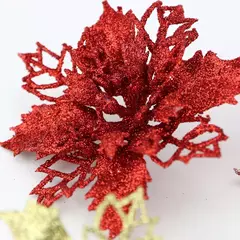 Imagem do (10pcs) artificial árvore de natal flor glitter decorações enfeites de natal presente de ano novo