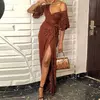 Vestido feminino dividido com cordões, decote em v, off-ombro, wrap-around, vestido de jantar, vestidos damas de honra, 2024