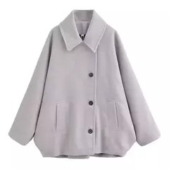 Imagem do Casaco feminino elegante de peito único, manga comprida, lapela, casacos grossos quentes, outwear de bolso solto, rua alta, feminino, outono, inverno