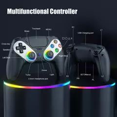 Controlador para ps5/playstion 5 pro/slim/pc console sem fio gamepad jogo joystick luzes rgb turbo touchpad hall gatilho rocker - loja online