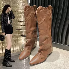 Botas altas de coxa para mulheres, botas longas de cavaleiro feminino, sapato grosso, zíperes traseiros, moda para meninas, inverno na internet