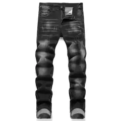 Calça jeans casual stretch reta masculina, azul, preta, clássica, calça de trabalho, roupa de marca masculina, moda - Wolf Magazine