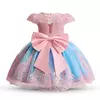 Bordado Elegante Crianças Princesa Vestidos para Meninas Luxo Golden Lace Vintage Crianças Festival Party Gown Bebê Batismo Vestidos