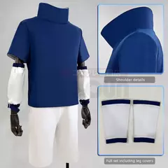 Imagem do HOLOUN Anime Uchiha Sasuke Cosplay haut bleu curto blanc Cos Convention adulto Versão unissex Halloween cadeau de Noël
