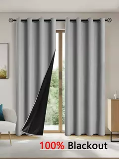 Cortinas blackout sólidas com ilhós, Total Privacy cortinas para quarto, 1pc - comprar online