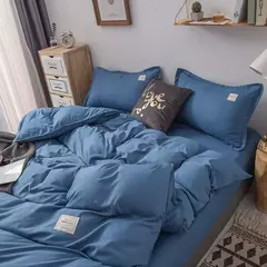 Conjunto de cama japonês simples para mulheres, cama de linho, lençol plano, fronha, linho, gêmeo completo e queen, rosa, monocromático e poliéster