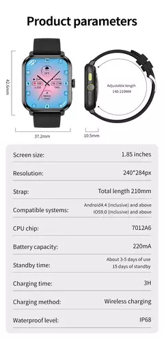 Smartwatch Sport Full Touch com Caixa para Homens e Mulheres, Relógios de Fitness, Chamada Bluetooth, Açúcar no Sangue, Presente, Tela 1.83 ", Novo, 2024 na internet