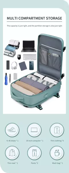 USB Carregamento Laptop Mochila para Mulheres, Mochila Escolar para Adolescente, Saco de Sapato Independente, Saco De Viagem Ao Ar Livre, 15.6";;VERDADEIRO;;"army green - comprar online
