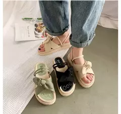 Sapatos romanos plataforma para mulheres, sandálias planas, chinelos bonitos, estilo fada, estudante, nova moda, verão, 2023 - loja online