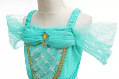 Michella moda meninas teal-azul princesa jasmim cosplay vestido de halloween vestido de festa de aniversário na internet