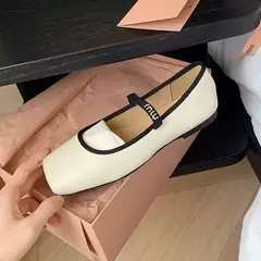 Sapatilhas de couro macio para mulheres, bombas de dedo quadrado, sapatos casuais, sapatos Mary Jane, escritório, trabalho, fina, moda feminina - Wolf Magazine