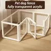 Interior diy pequeno cão de estimação cerca gaiola sistema com porta cerca do cão totalmente transparente acrílico filhote de cachorro casa livremente combinado gatinho quintal