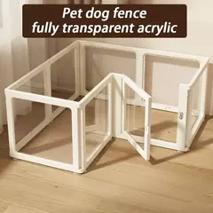 Interior diy pequeno cão de estimação cerca gaiola sistema com porta cerca do cão totalmente transparente acrílico filhote de cachorro casa livremente combinado gatinho quintal