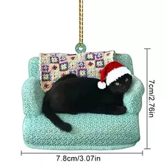 Pingente De Natal De Acrílico Gato Preto, Xmas Tree Hanging Animal Ornamentos, Decoração De Festa De Casa, Casamento, Ano Novo na internet