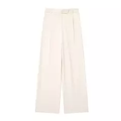 TRAF-Calça de perna larga feminina com bolsos frontais, vintage, cintura alta, mosca com zíper, calça feminina, moda - loja online