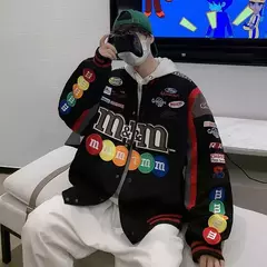 Jaqueta de beisebol M Letter bordada para homens e mulheres, casacos Harajuku, hip-hop, casais estampados, remendo do colégio, jaquetas bomber Y2K na internet