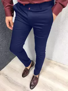 Calça casual diária de negócios masculino, cintura alta, justa, cor sólida, Europa e Estados Unidos, moda, 4 temporada - loja online