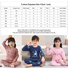 Pijama infantil de manga comprida, pijama de algodão, roupa de bebê menina, pijama infantil, criança, menina, criança, 3-14 anos, inverno