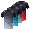 Camiseta masculina gradiente de manga curta cor, camisa de coringa lazer juvenil, camiseta de ginástica em execução, secagem rápida, europeia e A