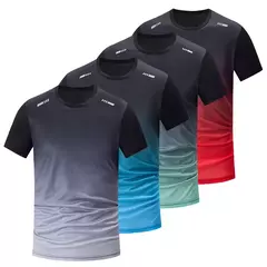 Camiseta masculina gradiente de manga curta cor, camisa de coringa lazer juvenil, camiseta de ginástica em execução, secagem rápida, europeia e A