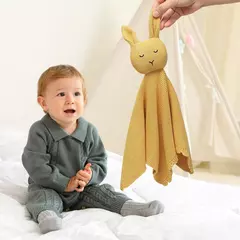 Algodão Malha Crochet Sleepy Bunny Cobertor, Cabeça macia recheada, Primeiro brinquedo do bebê, Dormir Segurando Cobertor de Segurança, Nome personalizado - loja online