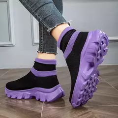 Sapatos de corrida ultraleves para homens e mulheres, tênis de meia respirável, tênis esporte top alto, sapatos de plataforma, moda, tamanho 45 - loja online
