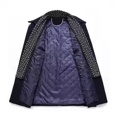 Inverno casacos de lã masculina nova moda meio longo cachecol gola de algodão acolchoado grosso quente casaco de lã masculino trench coat M-5Xl - comprar online