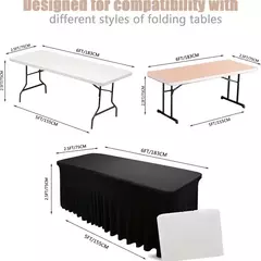 Imagem do Tampas De Mesa Com Saia, Saias De Mesa Retangular, Tampas De Mesa De Poliéster, Toalha De Mesa Preta, Tampa De Mesa Do Spandex, 6 pés, 6 pés