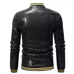 Brilhante Sequins Sparkle Bomber Jacket Homens 2023 Mais Novo Ouro Glitter Listrado Zipper Mens Jaquetas E Casacos Festa Dance Show Roupas na internet