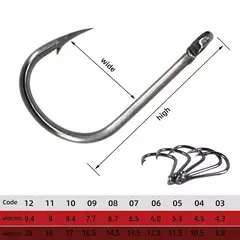 Ganchos de pesca em aço carbono forte e afiado círculo prateado anzol 3 # -12 # Jig farpado pesca isca portátil equipamento 50-1600 unidades/caixa - Wolf Magazine