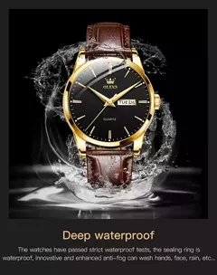 Olevs relógios de quartzo dos homens marca luxo casual moda relógio masculino para presentes couro respirável à prova dwaterproof água relógio de pulso luminoso - loja online