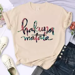 Imagem do T-shirt do Rei Leão Disney para mulheres, top Kawaii engraçado, camiseta Harajuku, roupas femininas, Hakuna Matata, anos 90