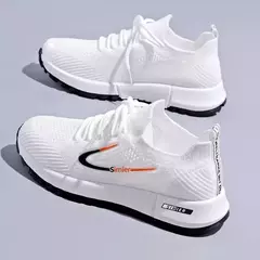 Tênis de malha para mulheres, Tênis de caminhada respirável, Sapatos brancos confortáveis, Tênis casuais, Calçado da moda - loja online