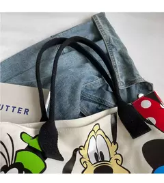 Bolsa de Ombro Disney-Mickey para mulheres, sacola versátil, bolsa de classe estudantil, grande capacidade, casual, desenhos animados, na moda