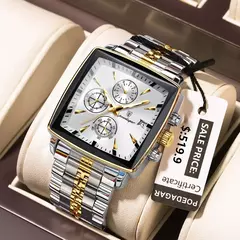 Relógio de pulso esportivo quadrado luxo masculino Poedagar, cronógrafo luminoso impermeável, relógios masculinos de quartzo, relógios de aço inoxidável - Wolf Magazine