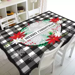 Feliz natal à prova dwaterproof água poliéster impresso retangular toalha de mesa festa decoração mesa de café toalha de mesa de férias decoração - comprar online